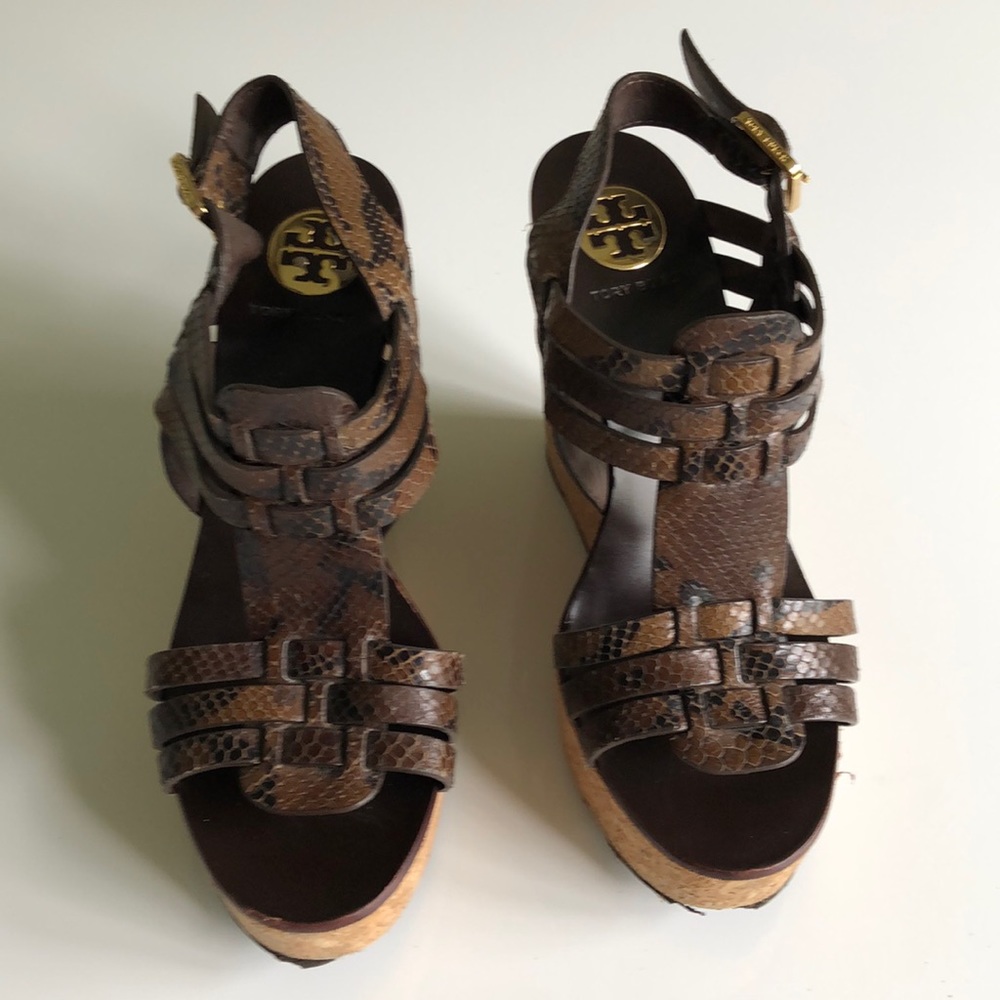 Tory Burch Brown Snake Skin Wedge